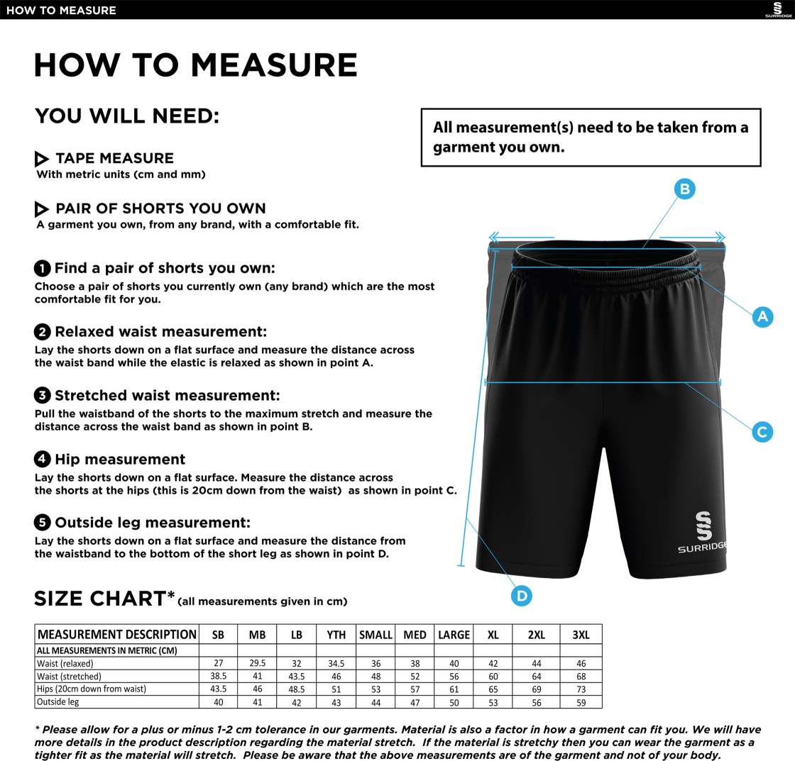 Shrewsbury Ripstop Short Navy - Size Guide