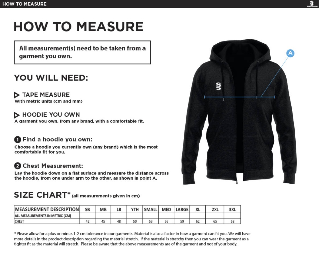 Shrewsbury Hockey Club Dual Hoody - Size Guide