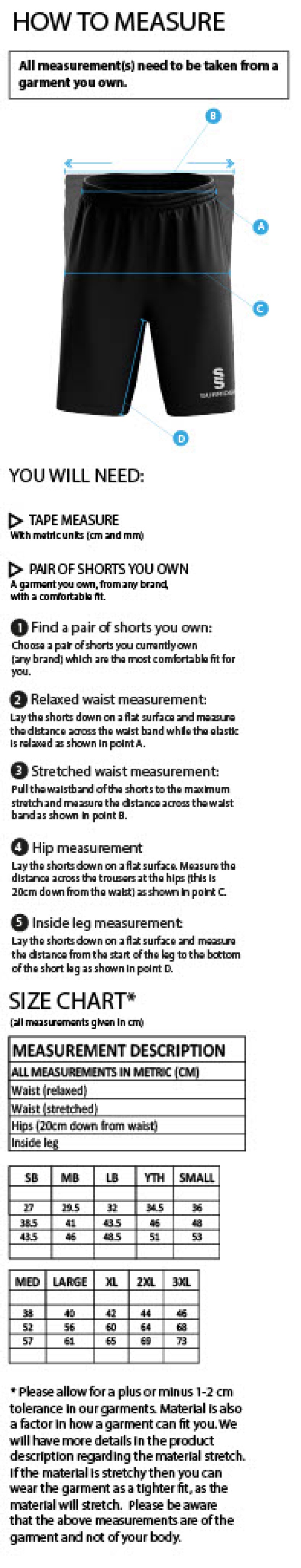 Shrewsbury Ripstop Short Navy - Size Guide