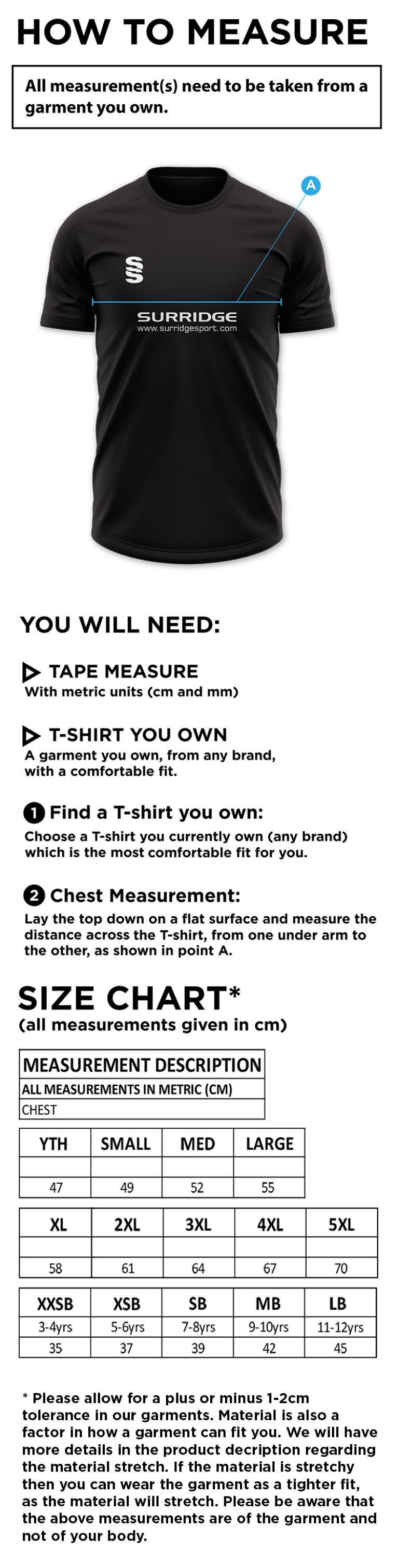 SHREWSBURY HOCKEY CLUB Dual Games Shirt - Size Guide